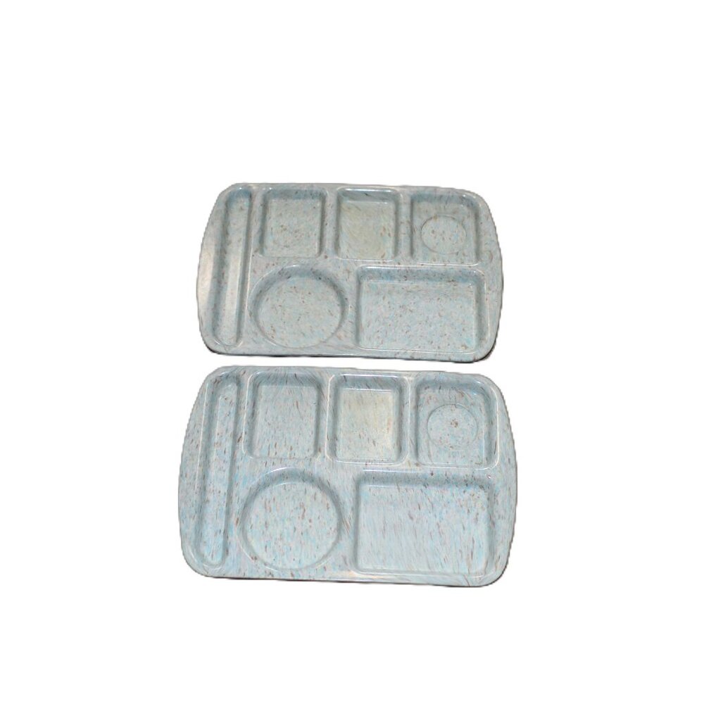 Lot of 2 Prolon Ware Lunch Trays Green Melamine School Cafeteria Lunch Trays
